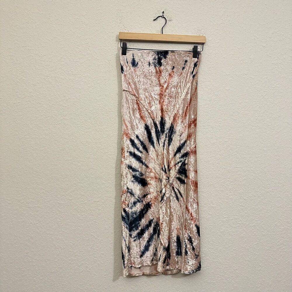 FREE PEOPLE Serious Swagger Maxi Skirt Tie Dye Velvet Pull On NWOT